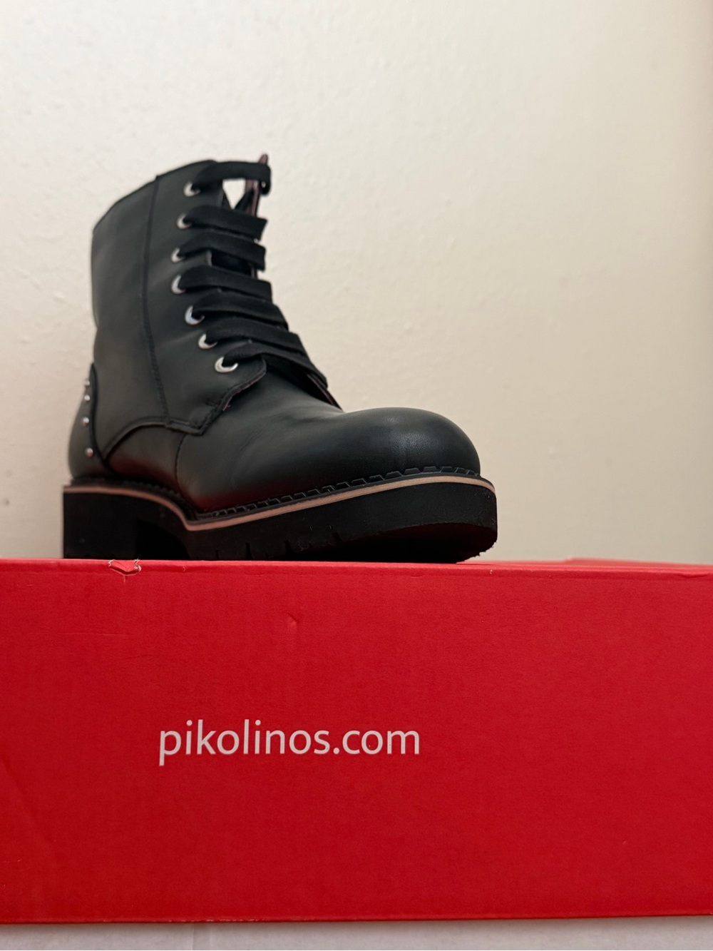 PIKOLINOS Black Lace-Up Platform Ankle Boot